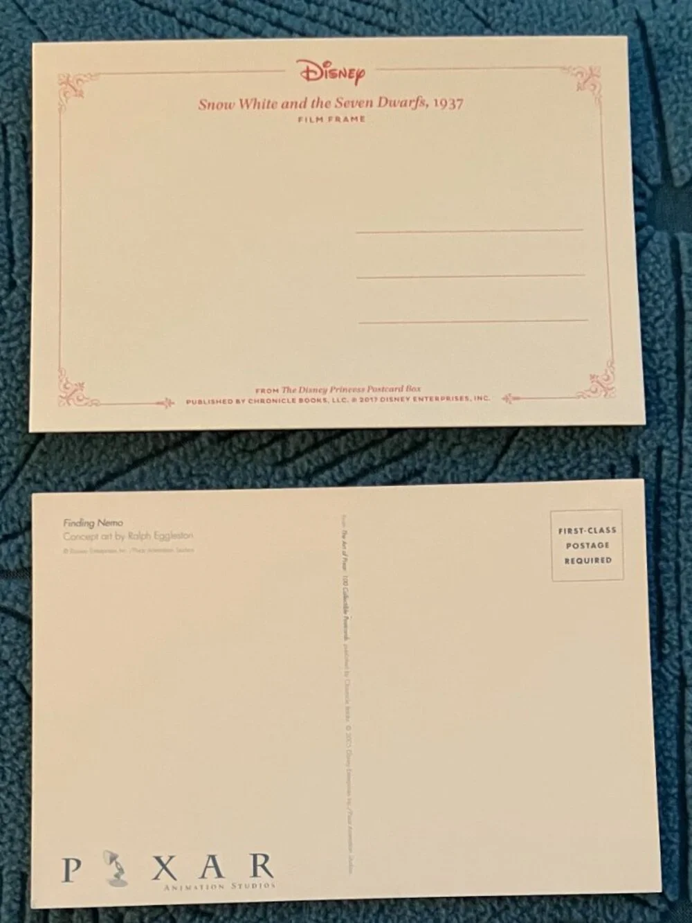 Vintage Walt Disney/Pixar Postcards (Set of 3, Snow White, Nemo, Aladdin)